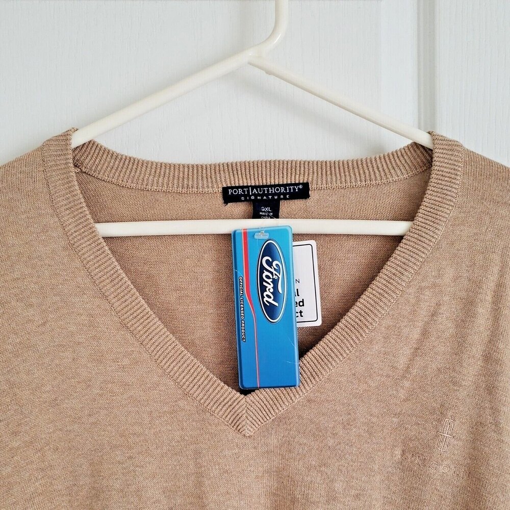 Ford Lincoln Emblem Mens 3XL Cotton Sweater NEW Sand Beige Port Authority Signa